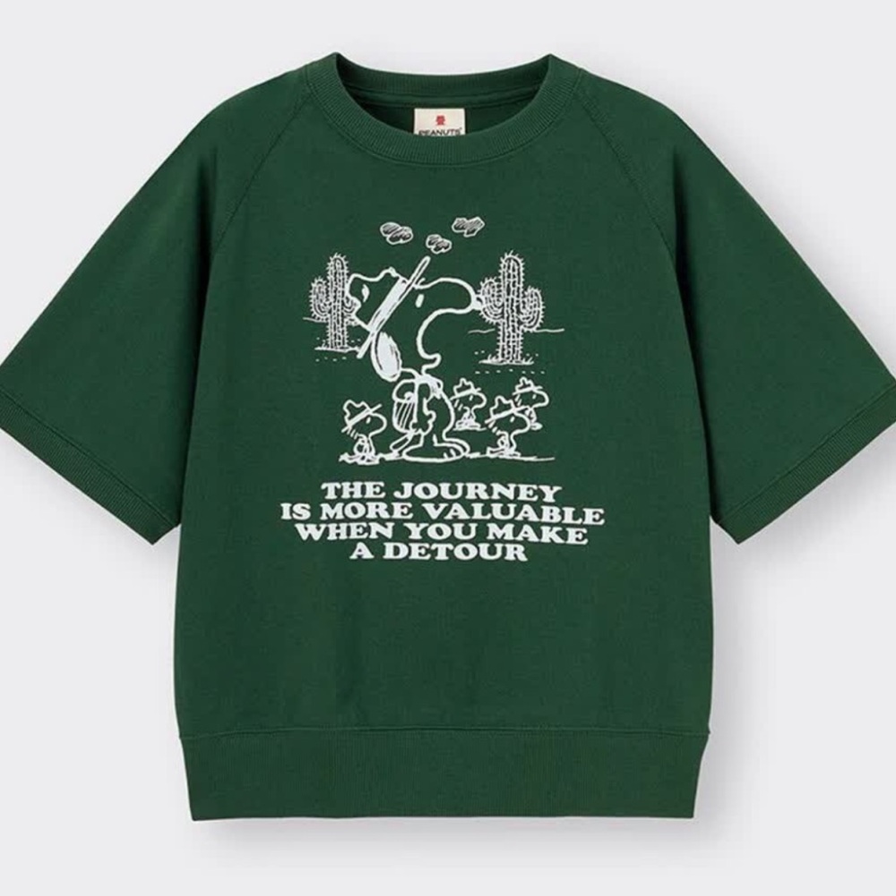GU heavy weight tee shirts PEANUTS kids 160 DARK GREEN